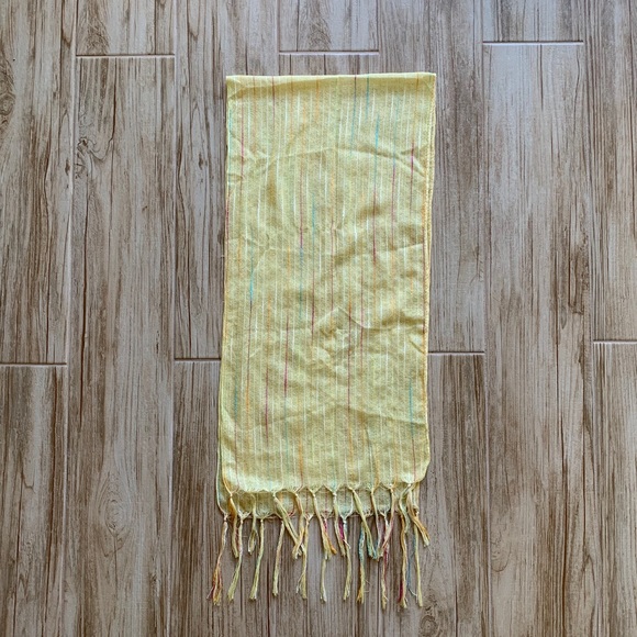 Accessories - Yellow summer scarf with tassels EUC